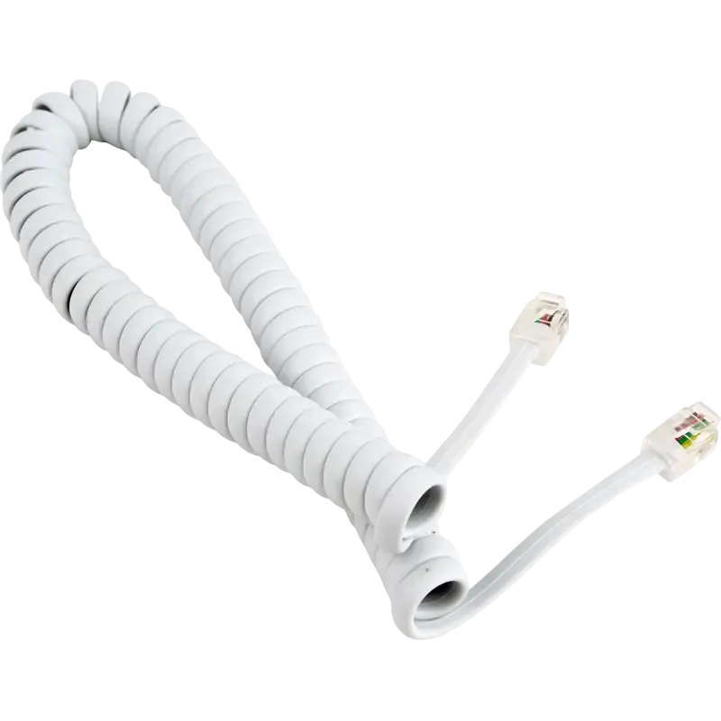 Спиральный шнур телефонной трубки Cablexpert TC4P4CS-2M, Белый