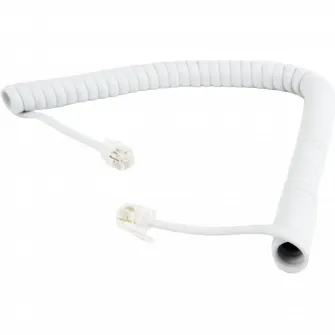Telephone handset spiral cord, RJ10 (4P4C), 2 m, white, TC4P4CS-2M-W