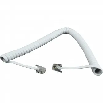 Telephone handset spiral cord, RJ10 (4P4C), 2 m, white, TC4P4CS-2M-W