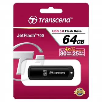 USB Flash накопитель Transcend JetFlash 700, 64Гб, Чёрный
