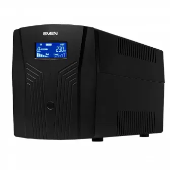 UPS SVEN Pro 1500, 1500VA/900W, Line Interactive, AVR, LCD, USB, RJ-45, 3xShuko Sockets