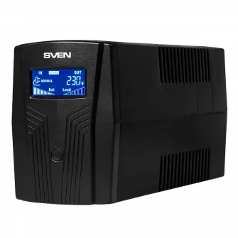 UPS SVEN Pro 650, 650VA/390W, Line Interactive, AVR, LCD, USB, 2xShuko Sockets