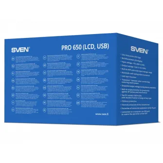 UPS SVEN Pro 650, 650VA/390W, Line Interactive, AVR, LCD, USB, 2xShuko Sockets
