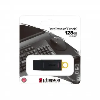 USB Flash накопитель Kingston DataTraveler Exodia, 128Гб, Чёрный/Жёлтый