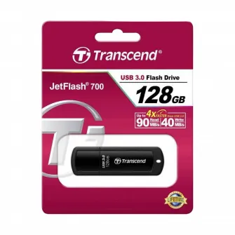 USB Flash накопитель Transcend JetFlash 700, 128Гб, Чёрный