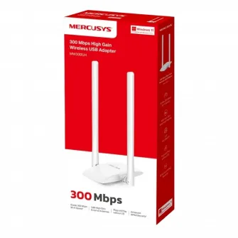 USB2.0 High Gain Wireless N LAN Adapter MERCUSYS MW300UH, 300Mbps, 2x5dBi, 2x2MIMO