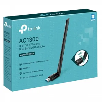 USB3.0 High Gain Wireless AC Dual Band LAN Adapter TP-LINK Archer T3U Plus, 1300Mbps, MU-MIMO