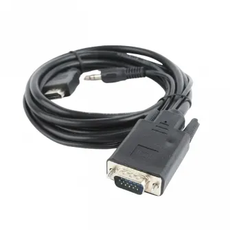 Видео кабель Cablexpert A-HDMI-VGA-03-10, HDMI (M) - VGA D-Sub + 3.5 mm Jack, 3м, Чёрный