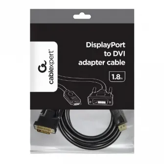 Видео кабель Cablexpert CC-DPM-DVIM-6, DisplayPort (M) - DVI-D (M), 1,8м, Чёрный
