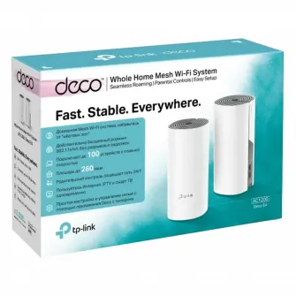Whole-Home Mesh Dual Band Wi-Fi AC System TP-LINK, Deco E4(2-pack), 1200Mbps, MU-MIMO, up to 260m2