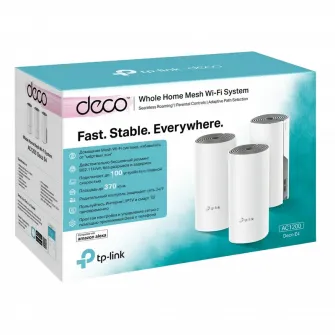Whole-Home Mesh Dual Band Wi-Fi AC System TP-LINK, Deco E4(3-pack), 1200Mbps, MU-MIMO, up to 370m2