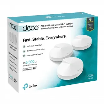 Whole-Home Mesh Dual Band Wi-Fi AC System TP-LINK, Deco M5(3-pack), 1300Mbps, MU-MIMO, Gbit, BT