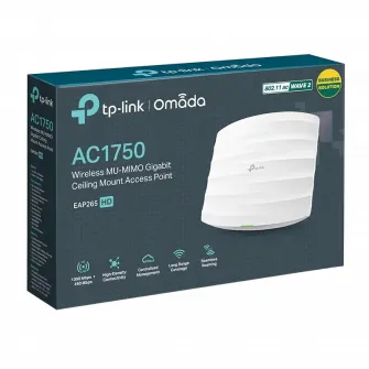 Wi-Fi AC Dual Band Access Point TP-LINK EAP265 HD, 1750Mbps, MU-MIMO, Gbit Ports, Omada, PoE, 500+