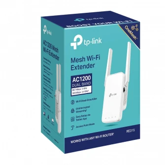 Wi-Fi AC Dual Band Range Extender/Access Point TP-LINK RE315, 1200Mbps, Mesh, 2xExternal Antennas