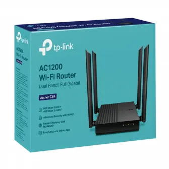 Wi-Fi AC Dual Band TP-LINK Router, Archer C64, 1200Mbps, Gbit Ports, MU-MIMO