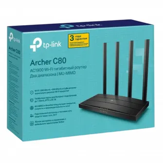 Wi-Fi AC Dual Band TP-LINK Router, Archer C80, 1900Mbps, 3?3 MIMO, MU-MIMO, Gbit Ports