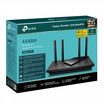 Wi-Fi AX Dual Band TP-LINK Router Archer AX55, 3000Mbps, OFDMA, Gbit Ports, USB3.0