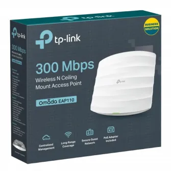 Wi-Fi N Access Point TP-LINK EAP110, 300Mbps, Omada Centralized Management, PoE