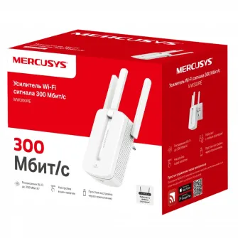 Wi-Fi N Range Extender MERCUSYS MW300RE, 300Mbps, MIMO, Integrated Power Plug