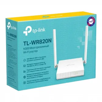 Wi-Fi N TP-LINK Router, TL-WR820N, 300Mbps, 2xLAN Ports, MIMO, 2x5dBi, WISP