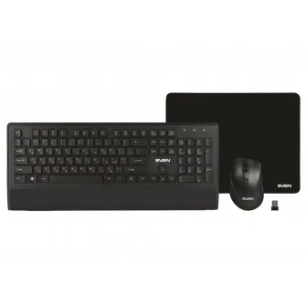 Клавиатура, мышь и коврик для мыши SVEN KB-C3800W, Беспроводное, Чёрный