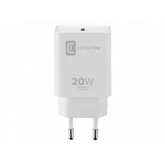 Зарядное устройство Cellularline USB-C Charger 20W, 20 Вт, Белый