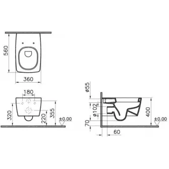 Vas WC Vitra Metropole Wall Hung (7672B003-1686)