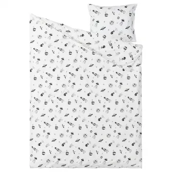 IKEA AFTONSPARV Husa pilota+fata perna, spatiu alb/negru, 150x200/50x60 cm