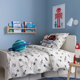 IKEA AFTONSPARV Husa pilota+fata perna, spatiu alb/negru, 150x200/50x60 cm