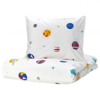 IKEA AFTONSPARV Husa pilota+fata perna, spatiu/multicolor, 150x200/50x60 cm