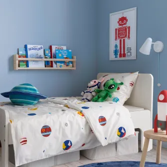 IKEA AFTONSPARV Husa pilota+fata perna, spatiu/multicolor, 150x200/50x60 cm