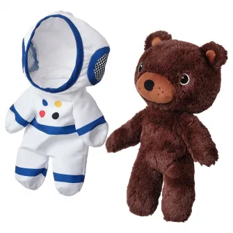 IKEA AFTONSPARV Jucarie de plus/costum astronaut, urs, 28 cm