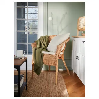 IKEA AGEN Fotoliu+perna, ratan/Norna natur