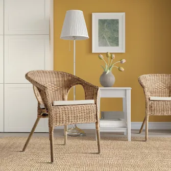 IKEA AGEN Fotoliu+perna, ratan/Norna natur