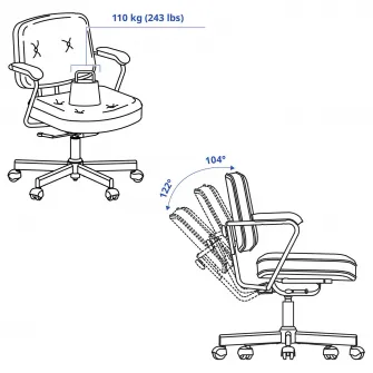 IKEA ALEFJÄLL Scaun rotativ, Glose negru