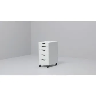 IKEA ALEX Comoda cu rotile, alb/negru, 36x76 cm