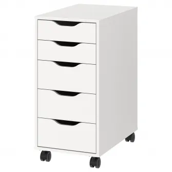 IKEA ALEX Comoda cu rotile, alb/negru, 36x76 cm