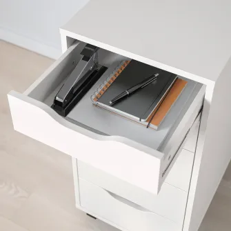 IKEA ALEX Comoda cu rotile, alb/negru, 36x76 cm