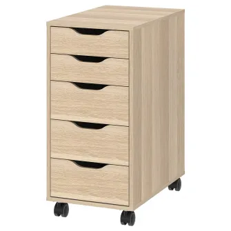 IKEA ALEX Comoda cu rotile, aspect stejar antichizat/negru, 36x76 cm