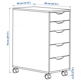 IKEA ALEX Comoda cu rotile, aspect stejar antichizat/negru, 36x76 cm