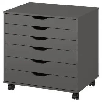 IKEA ALEX Comoda cu rotile, gri inchis, 67x66 cm