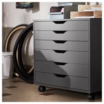 IKEA ALEX Comoda cu rotile, gri inchis, 67x66 cm