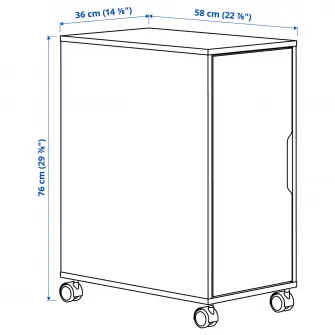 IKEA ALEX Unitate depozitare cu rotile, alb/negru, 36x76 cm