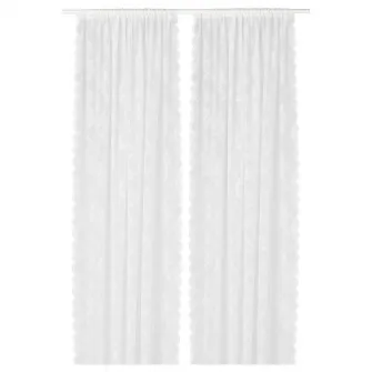 IKEA ALVINE SPETS Perdele, set 2 buc, alb murdar/cu tiv pentru bagheta, 145x300 cm