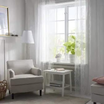 IKEA ALVINE SPETS Perdele, set 2 buc, alb murdar/cu tiv pentru bagheta, 145x300 cm