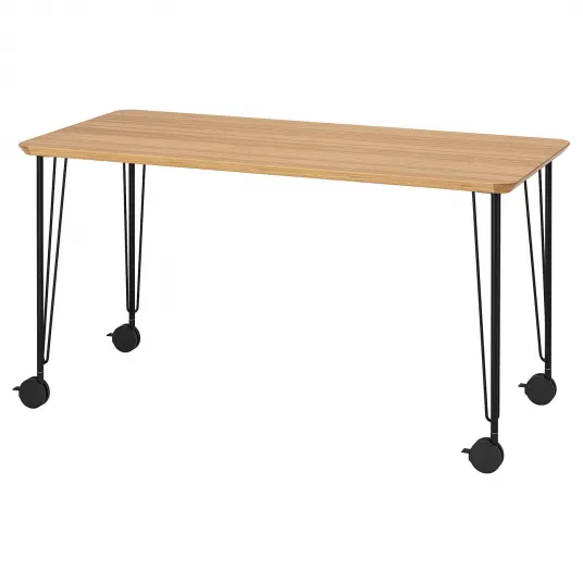 IKEA ANFALLARE / KRILLE Birou, bambus/negru, 140x65 cm