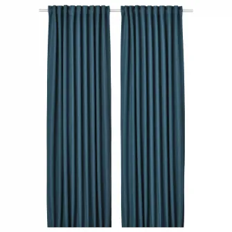 IKEA ANNAKAJSA Draperii semiopace, 2buc, albastru/rjns, 145x300 cm