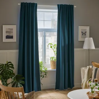 IKEA ANNAKAJSA Draperii semiopace, 2buc, albastru/rjns, 145x300 cm