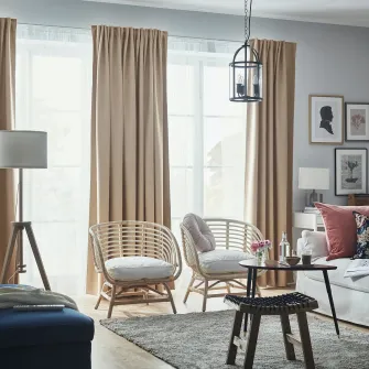 IKEA ANNAKAJSA Draperii semiopace, 2buc, bej/rjns, 145x300 cm