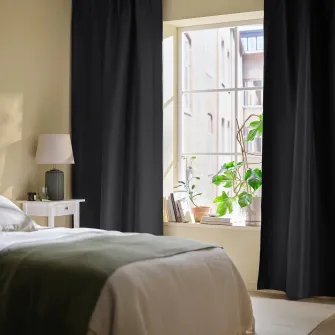 IKEA ANNAKAJSA Draperii semiopace, 2buc, antracit/rjns, 145x300 cm